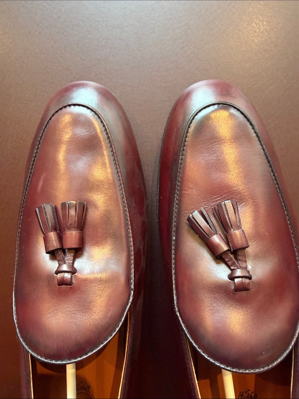 Tod's Burgundy Leather Loafers with Tassels - Picture 14 of 16